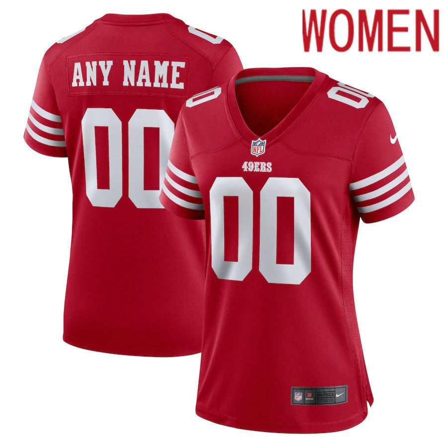 Women San Francisco 49ers Nike Scarlet Game Custom NFL Jersey->women nfl jersey->Women Jersey